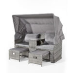 2-Seater PE Rattan Outdoor Daybed with Canopy - front view