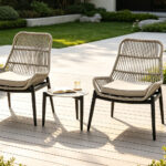 3-Piece Vertical Rope-Weave Outdoor Lounge Set with Sintered Stone Table - front view